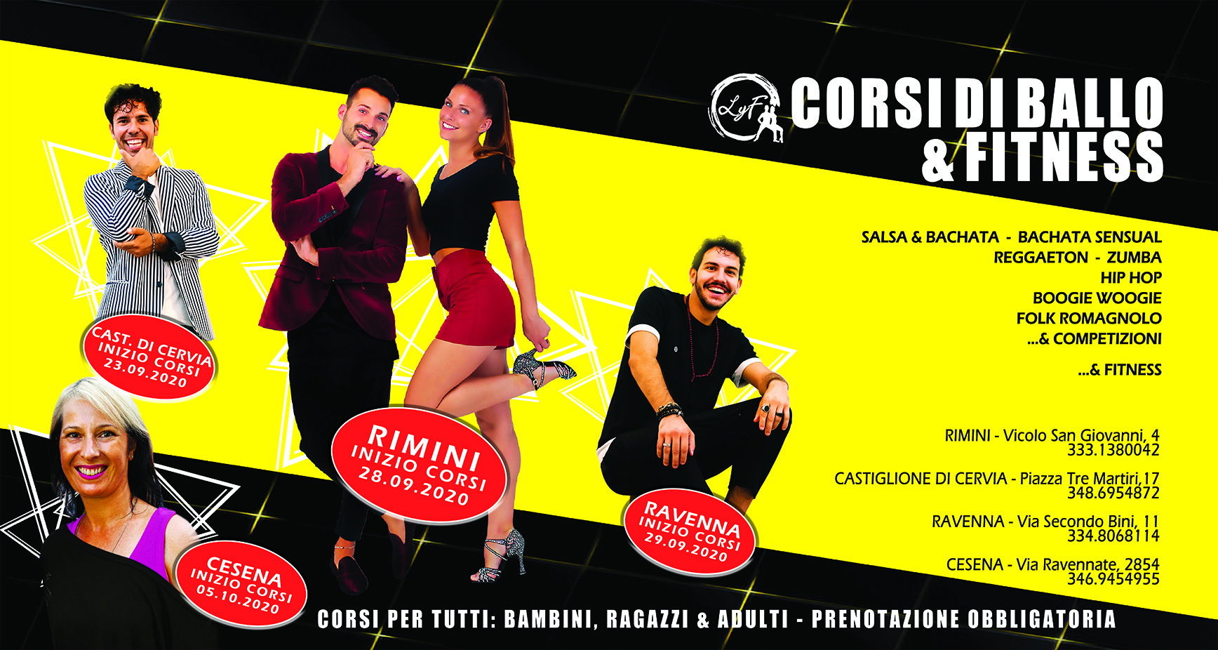 Nuovi corsi di ballo a Rimini, Cesena, Castiglione di Cervia e Ravenna - Settembre 2020